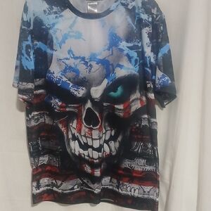 Graphic Skull T-Shirt with Patriotic Accents
